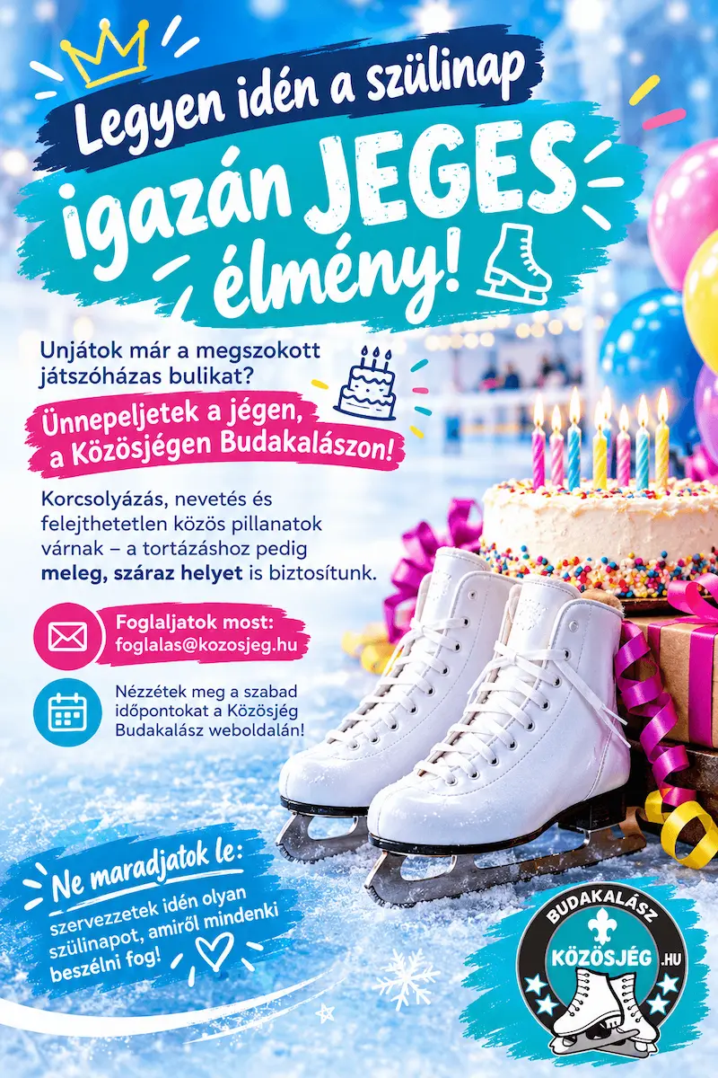 Unod már a játszóházas bulikat? Ünnepeld a szülinapodat a jégpályán! Vár a Közösjég Budakalászon.